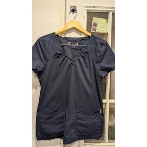 Chic Koi Navy Scrub Top with Elegance No Tag Measures XS to‎ Small 0122